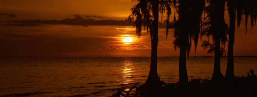 sunset at fontainebleau state park near mandeville